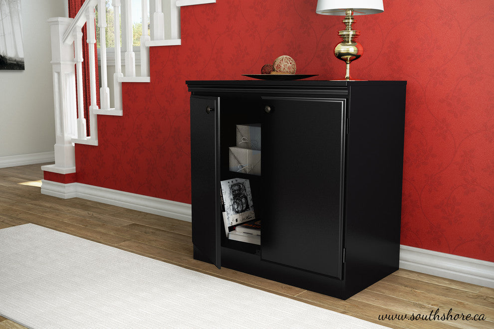 South Shore Morgan Small 2-Door Storage Cabinet, Pure Black