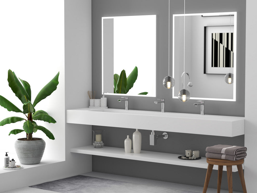 CastelloUSA Pyramid Solid Surface Wall Mounted Ramp Basin Sink, White, 84", Standard