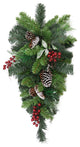 Unlit Frost Decorated Teardrop 57 Tips, 24"