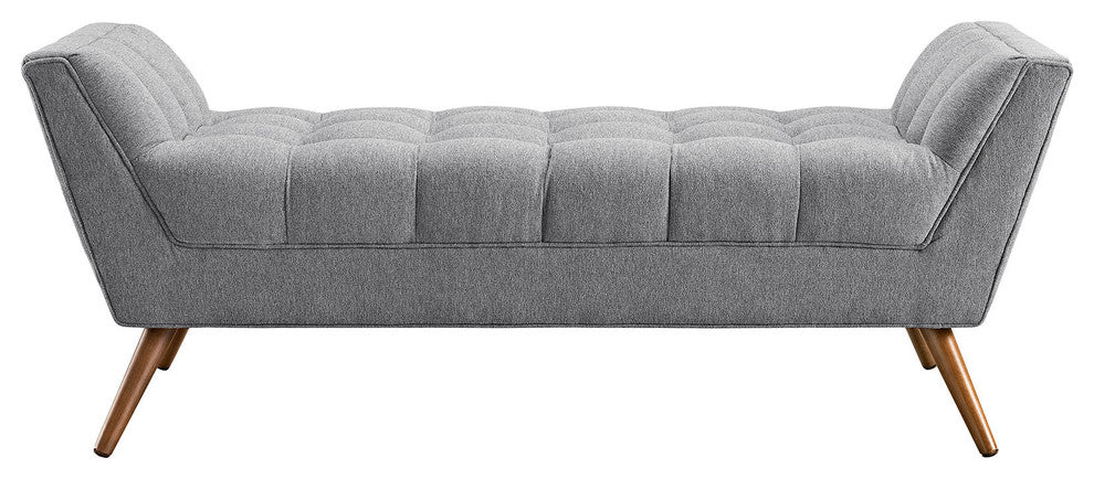 Modern Contemporary Medium Fabric Bench, Gray, Fabric