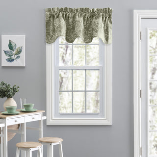 Lexington Leaf Lined Scallop Valance, Sage