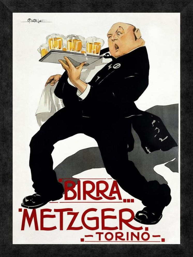 "Birra Metzger" Framed Canvas Giclee by Filberto Mateldi, 18"x24"