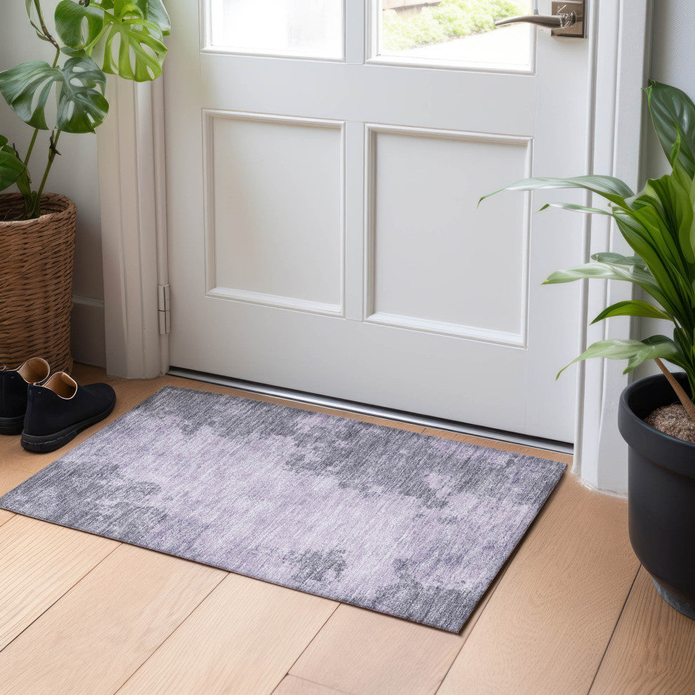 Machine Washable Indoor/Outdoor Chantille ACN1902 Purple 1'8" x 2'6" Rug