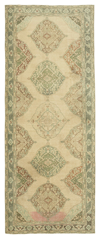 Rug N Carpet - Hand-knotted Turkish 4' 8" x 11' 10" Vintage Runner Rug