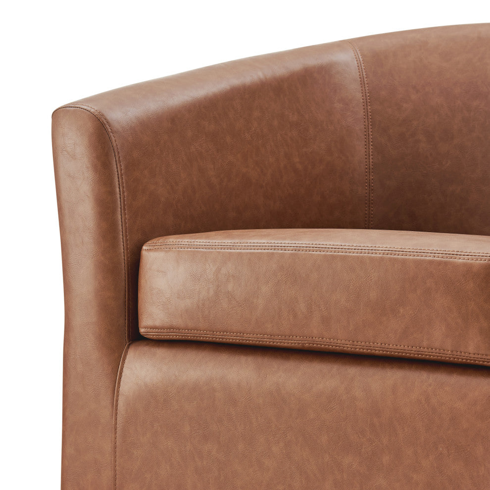 Ernest PU Swivel Accent Arm Chair, Vintage Cider