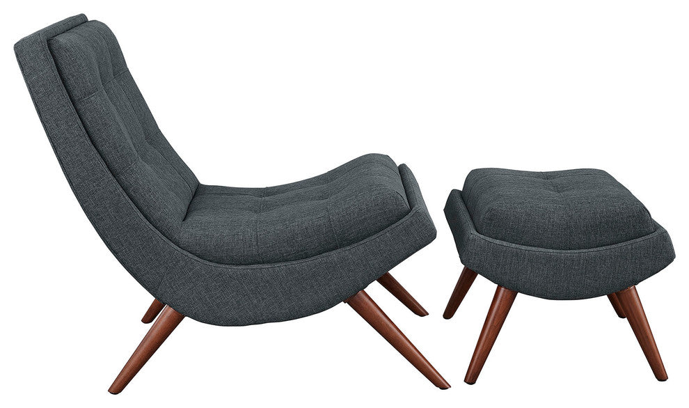 Ramp 2-Piece Upholstered Fabric Lounge Chair Set, Gray
