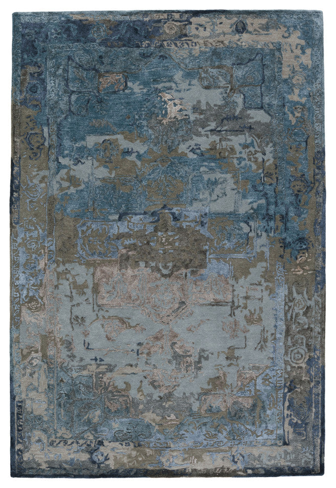 Margot Handmade Medallion Blue/ Gray Area Rug 10'X14'