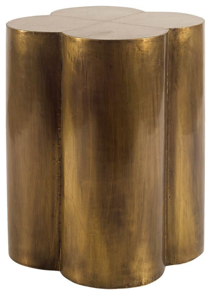 22" Brass And Antique Brass Brass End Table