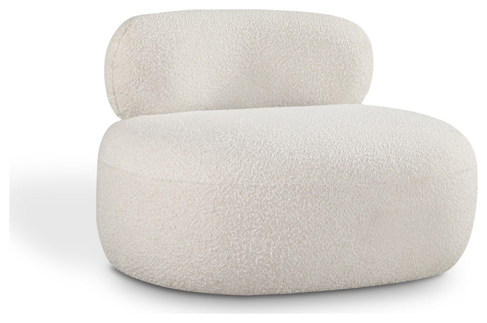 Venti Black Boucle Fabric Upholstered Set, Cream, Chair