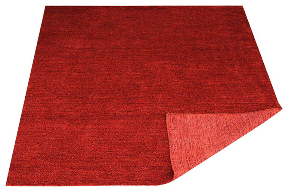 Hand Knotted Loom Silk Mix Area Rug Solid Light Red
