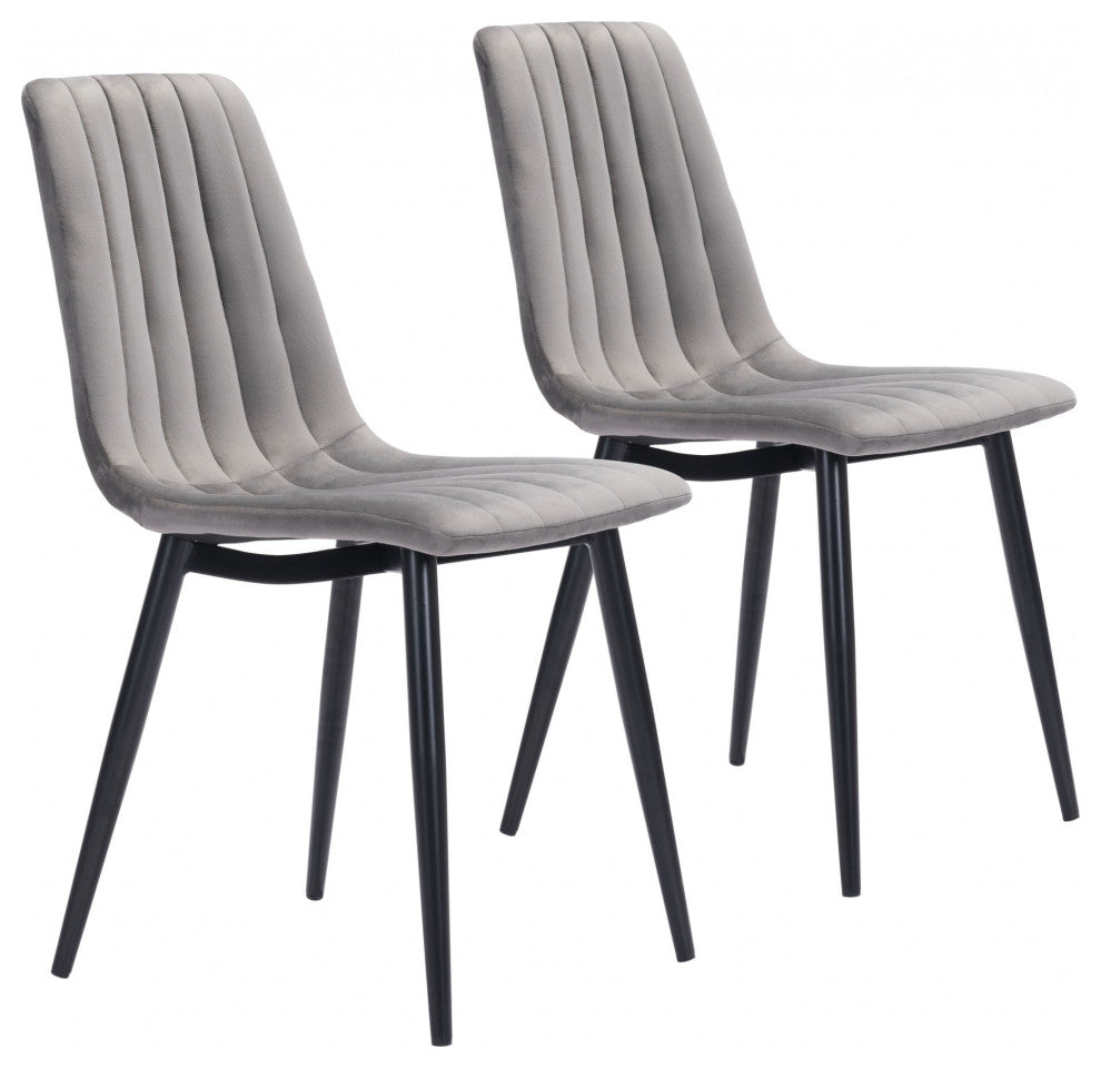 Set of Two Gray Channel Scoop Dining Chairs