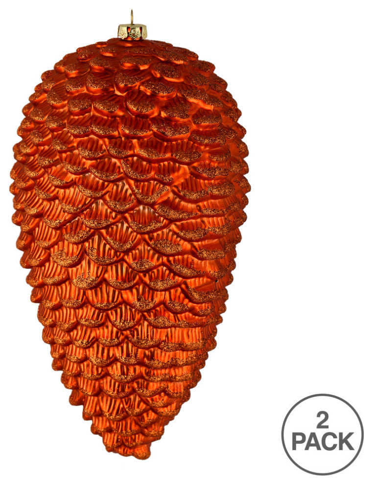 Vickerman N187318D 10" Burnished Orange Matte Pinecone Christmas Ornament