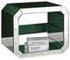 Benzara BM250271 Accent Table With Mirrored Inserts and 1 Glass Shelf, Silver