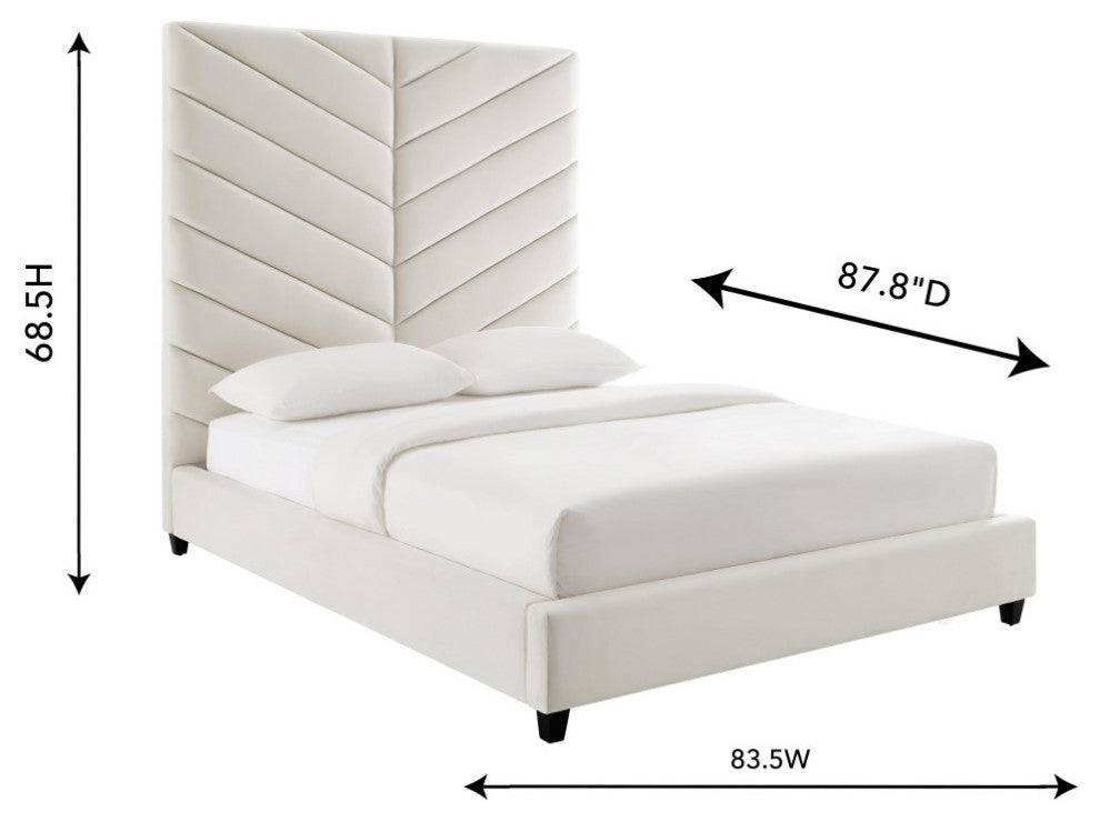 TOV Furniture Javan Cream Velvet Bed in King