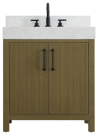 Home Living 30" Single Bathroom Vanity, Chestnut Brown With Backsplash
