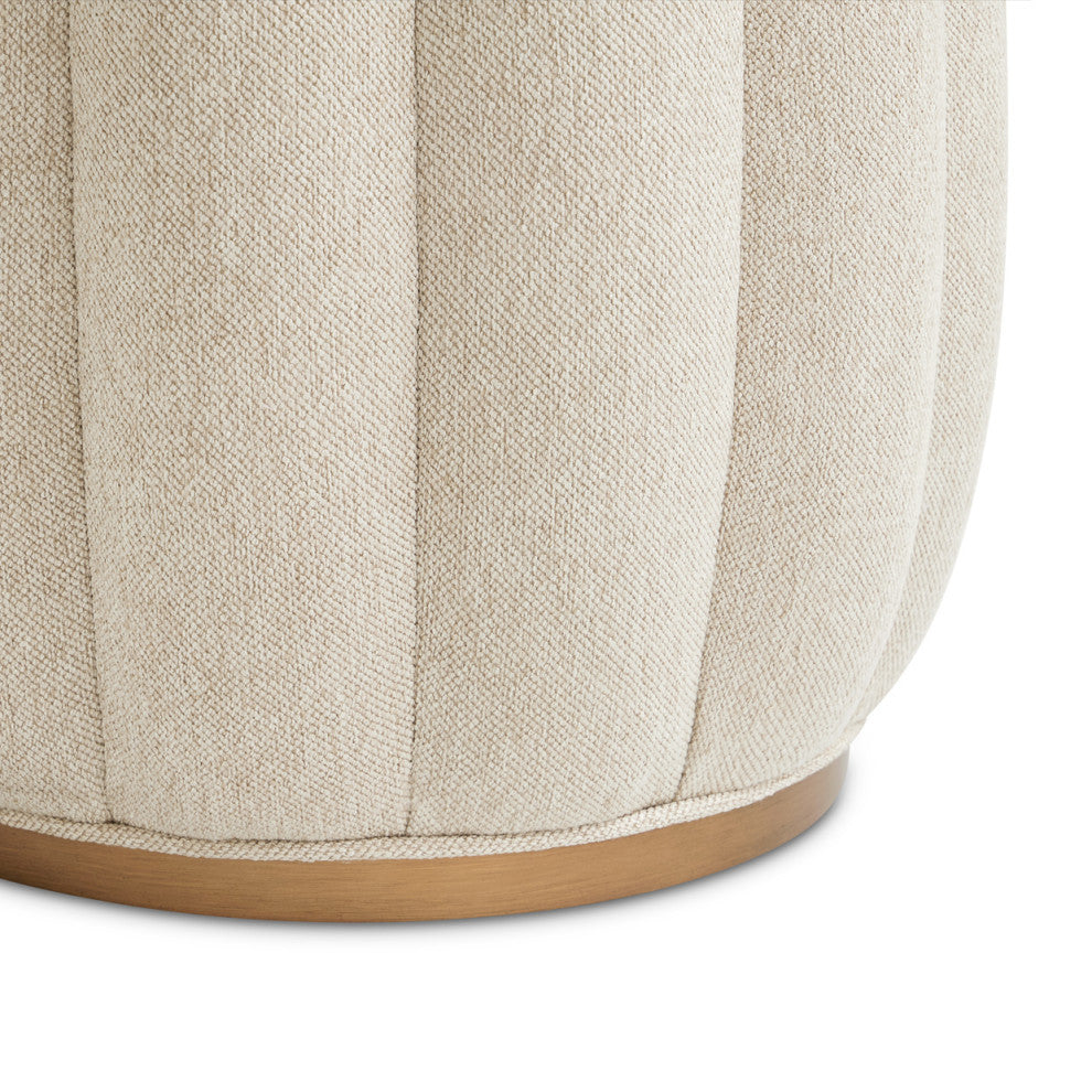 Camellia Field Round Bench, Linen/Warm Pecan