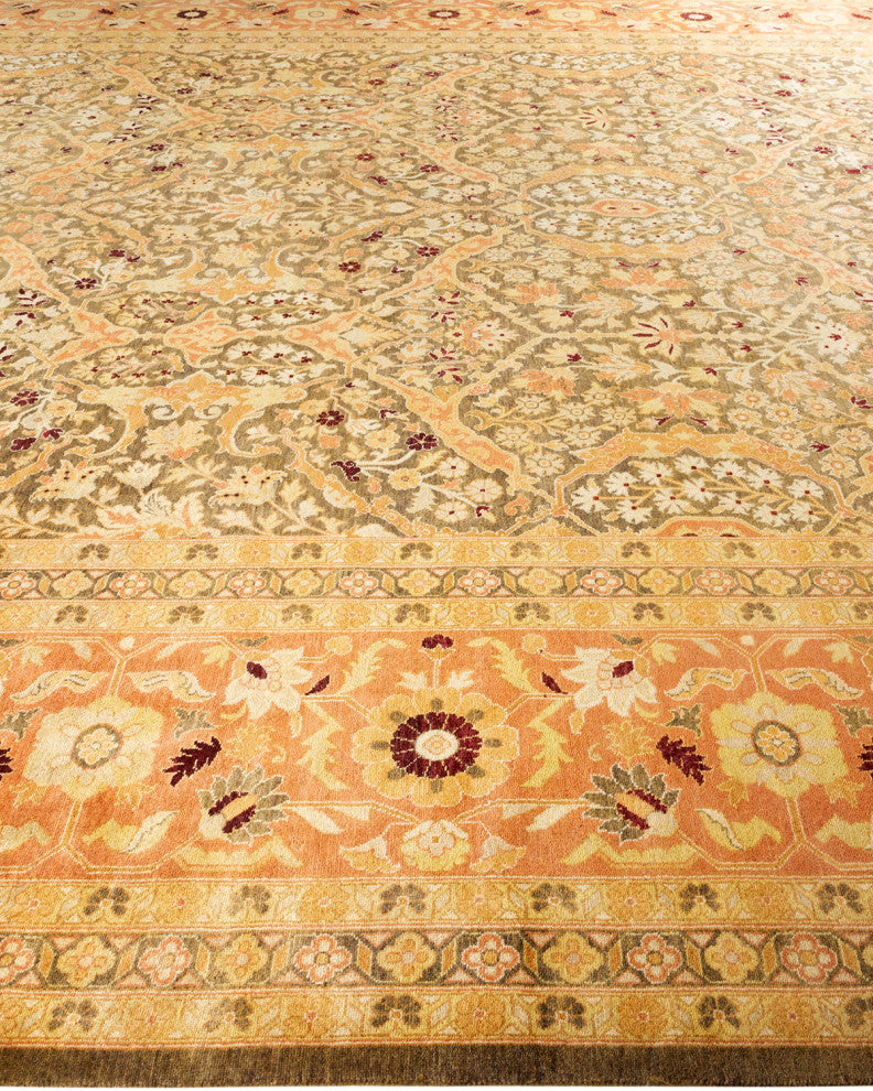 Eclectic, One-of-a-Kind Hand-Knotted Area Rug Green, 12' 1" x 17' 7"
