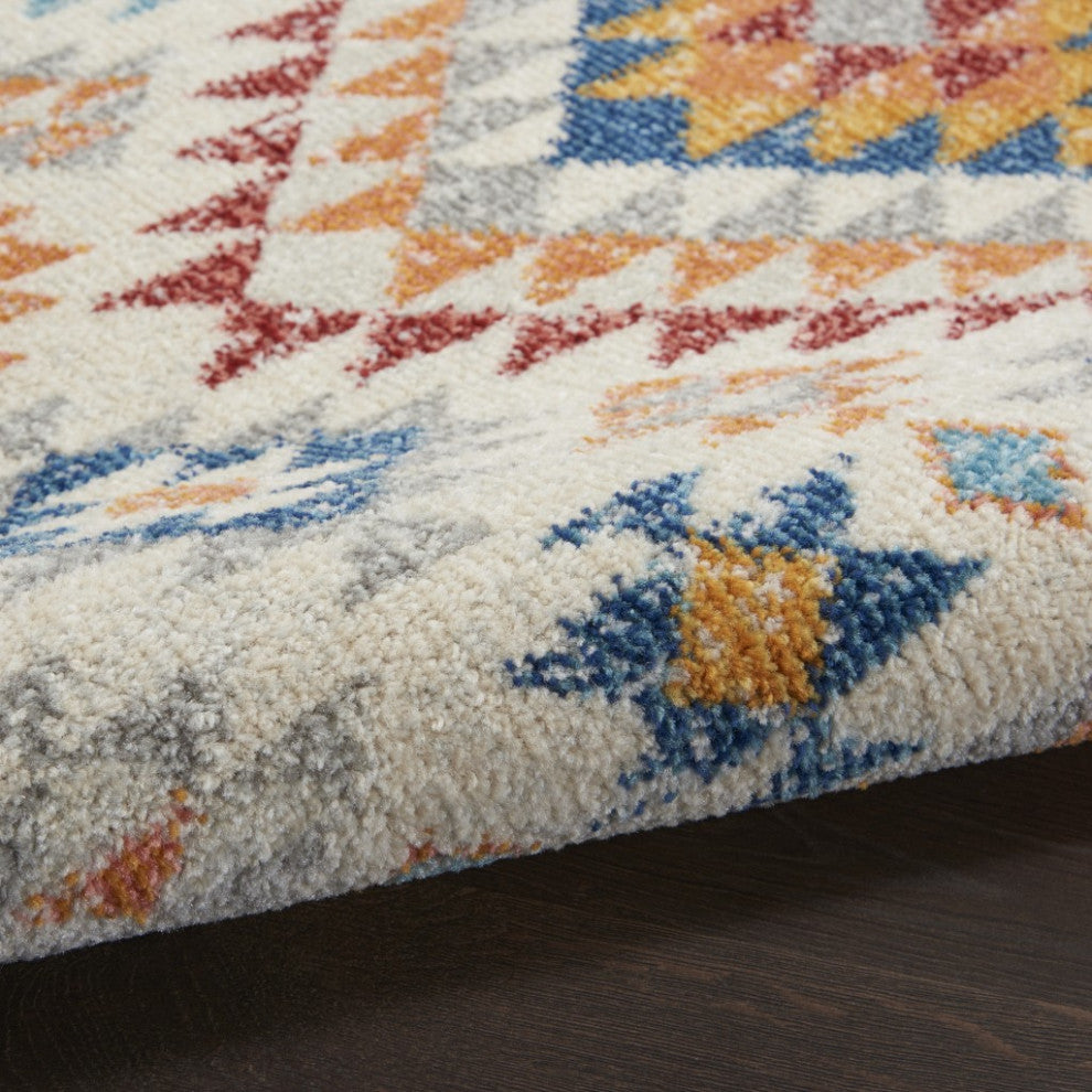 5" x 7" Ivory and Red Diamonds Area Rug