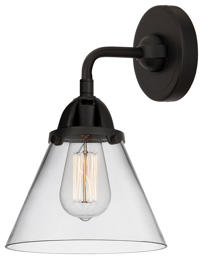 Large Cone Sconce, Matte Black, Clear, Clear