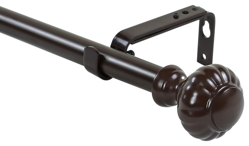 1" Doorknob Drapery Curtain Rod, Bronze, 28"-48"