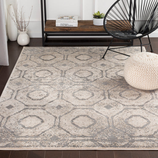 Surya Tibetan TBT-2313 9'x12'4" Rug, Cream/Taupe/Charcoal/Khaki