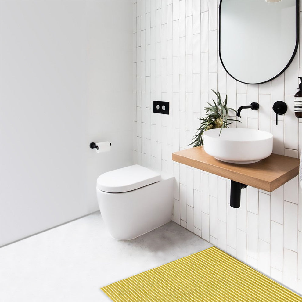Plain PVC Bathroom Mat, Yellow, 26" x 31", Covers 5.5 sq ft