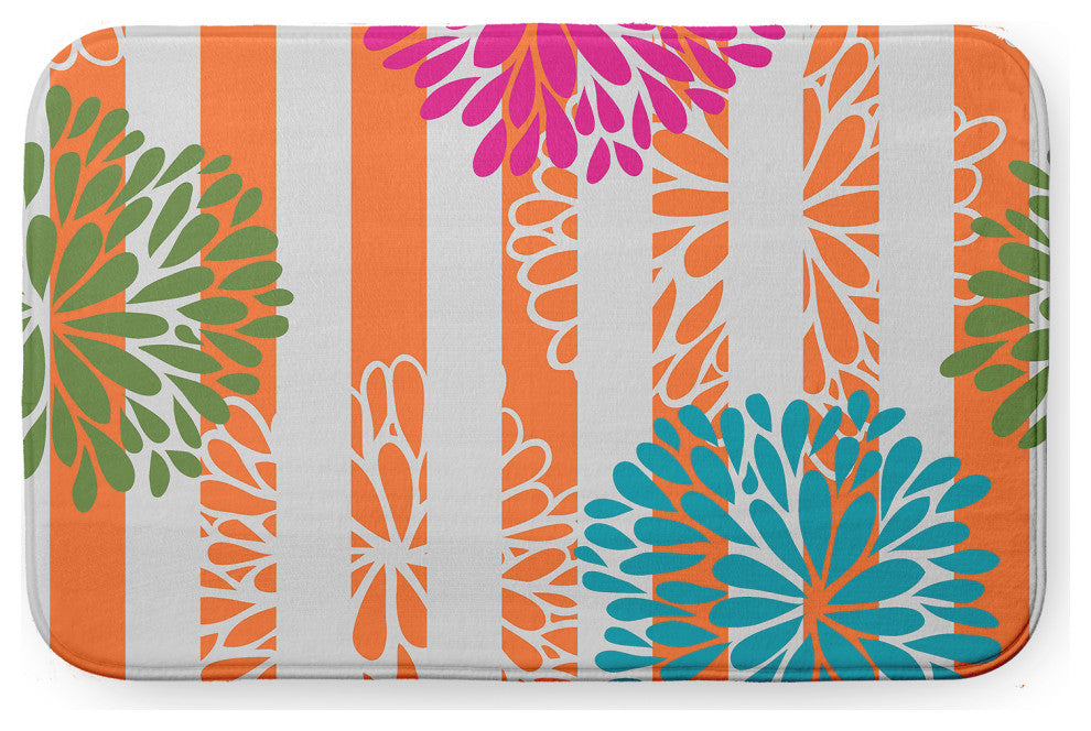 24" x 17" Flower Bursts Bathmat, Pink