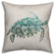 Watercolor Sea Turtle 18"x18" Outdoor Coastal Throw Pillow