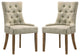 Set of 2 Beige Fabric Side Chair, Salvaged Oak Finish