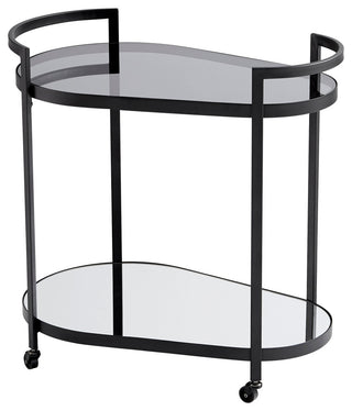 Full product image on white background showing entire Cosmo Bar Cart with two tiers and wheels.