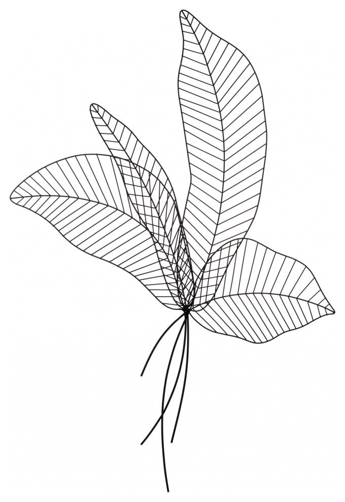 Matte Black Boho Chic Palm Leaf Wall Art