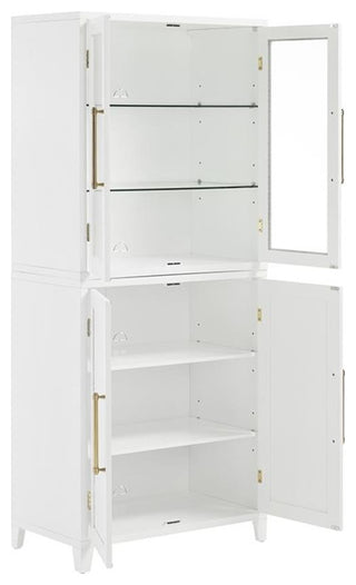 Crosley Furniture Roarke 2-Piece Glass Door Wood Pantry Storage Cabinet in White