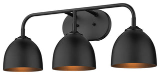 Zoey 3 Light Bath Vanity, Matte Black With Black