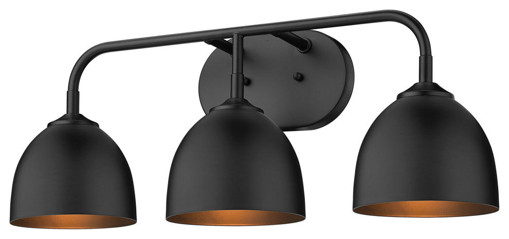 Zoey 3 Light Bath Vanity, Matte Black With Black