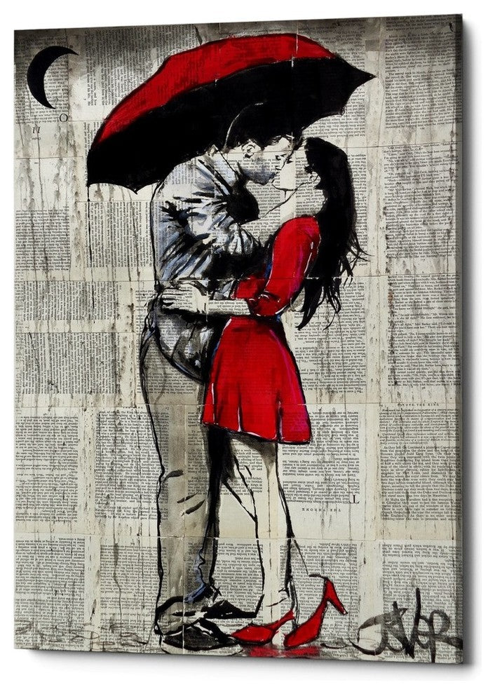 Epic Graffiti "Red Rainy Love" by Loui Jover, Giclee Canvas Wall Art, 12"x18"
