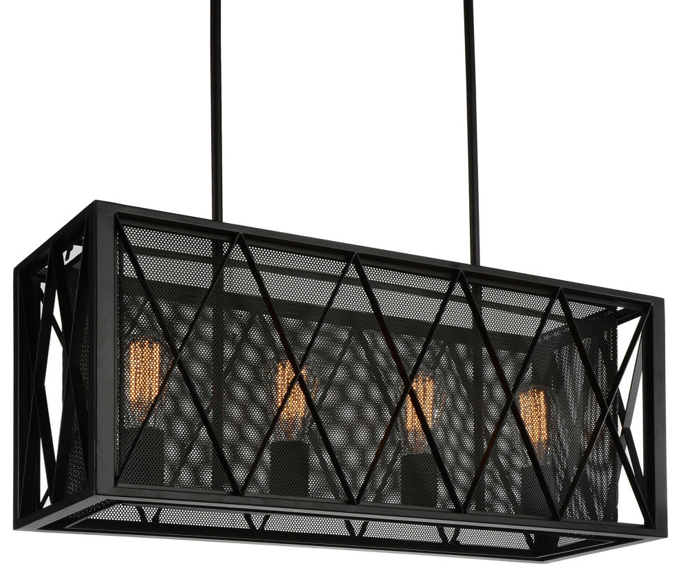 Tapedia 4 Light Up Chandelier With Black Finish