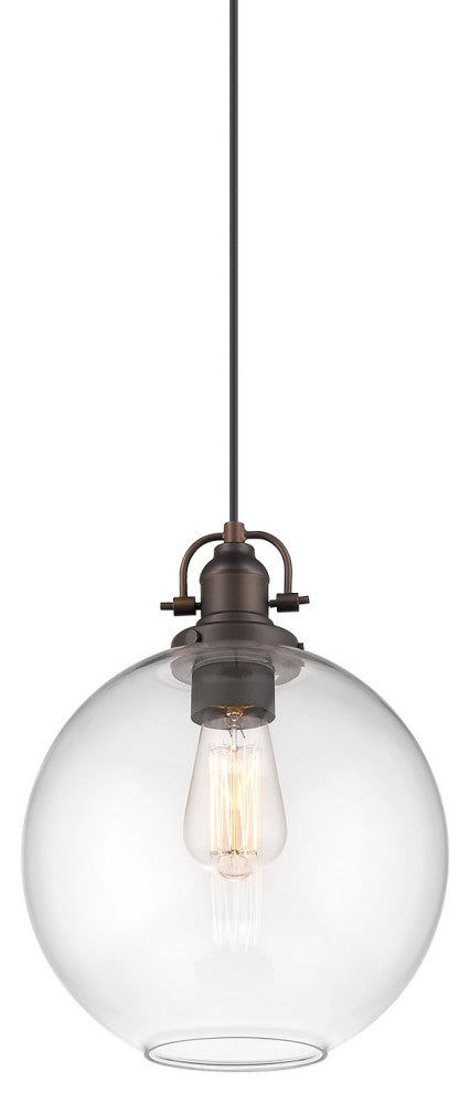 1 Light Mini Pendant With Clear Glass, Oil Rubbed Bronze