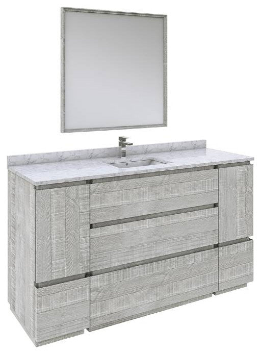 Fresca Formosa Modern 60" Ash Single Sink Bathroom Vanity Set, Faucet Fft3811ch
