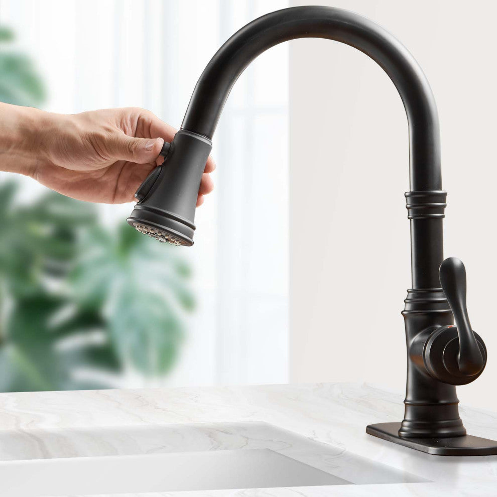 Single Handle High Pull Out Kitchen Faucets With Pull Down Sprayer