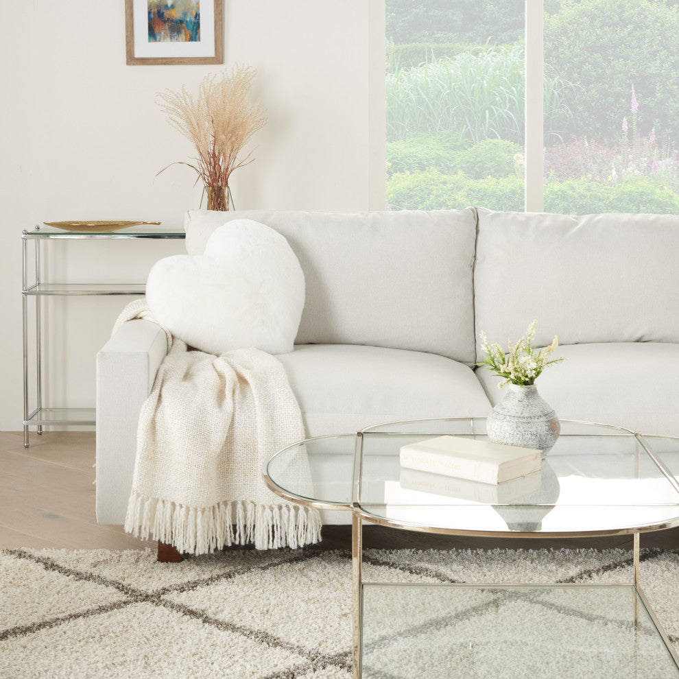Mina Victory SN103 Throw Pillow, White, 18"X18"