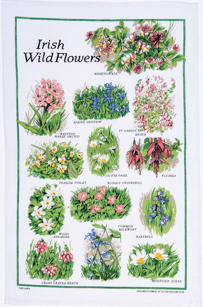 Irish Wild Flowers Linen Tea Towel