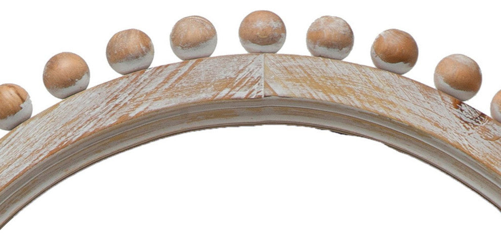 Boho Arched Wood Framed Wall Mirror, Natural