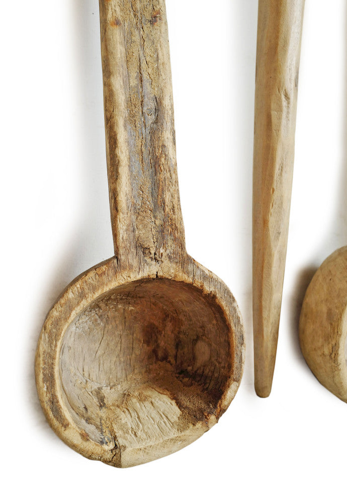Consigned Old Bleached Wood Indian Spoon