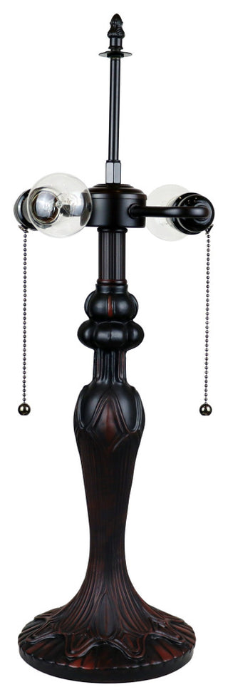Adia Victorian Tiffany-Style Dark Bronze 2 Light Table Lamp 18" Wide