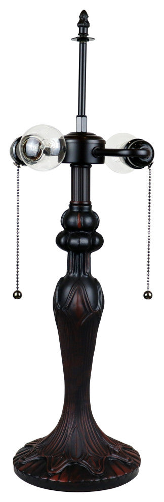 Adia Victorian Tiffany-Style Dark Bronze 2 Light Table Lamp 18" Wide