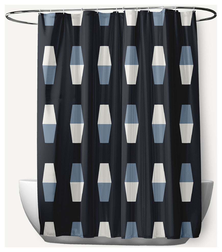 Bowling Pins Shark Blue 70" w x 73" h Shower Curtain