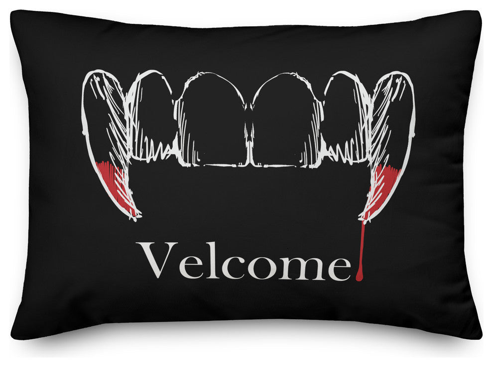 Velcome Vampire Teeth Throw Pillow