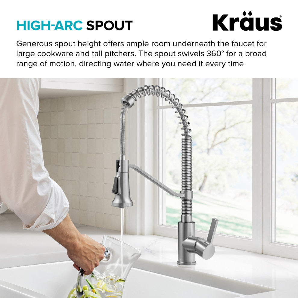 KRAUS Britt Commercial Style 2-Function 1-Handle Pull Down Kitchen Faucet SFS
