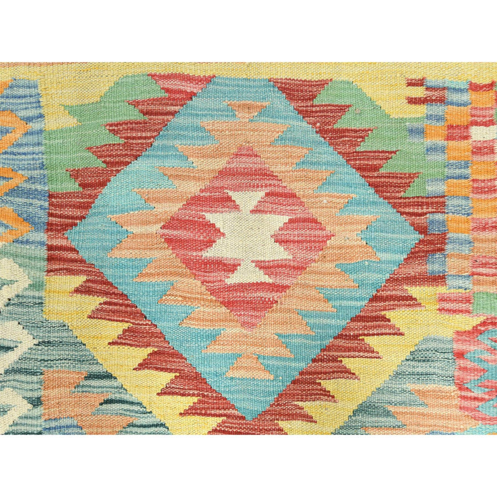 Colorful, Organic Wool Hand Woven, Afghan Kilim Oriental Rug, 2'10"x4'8"