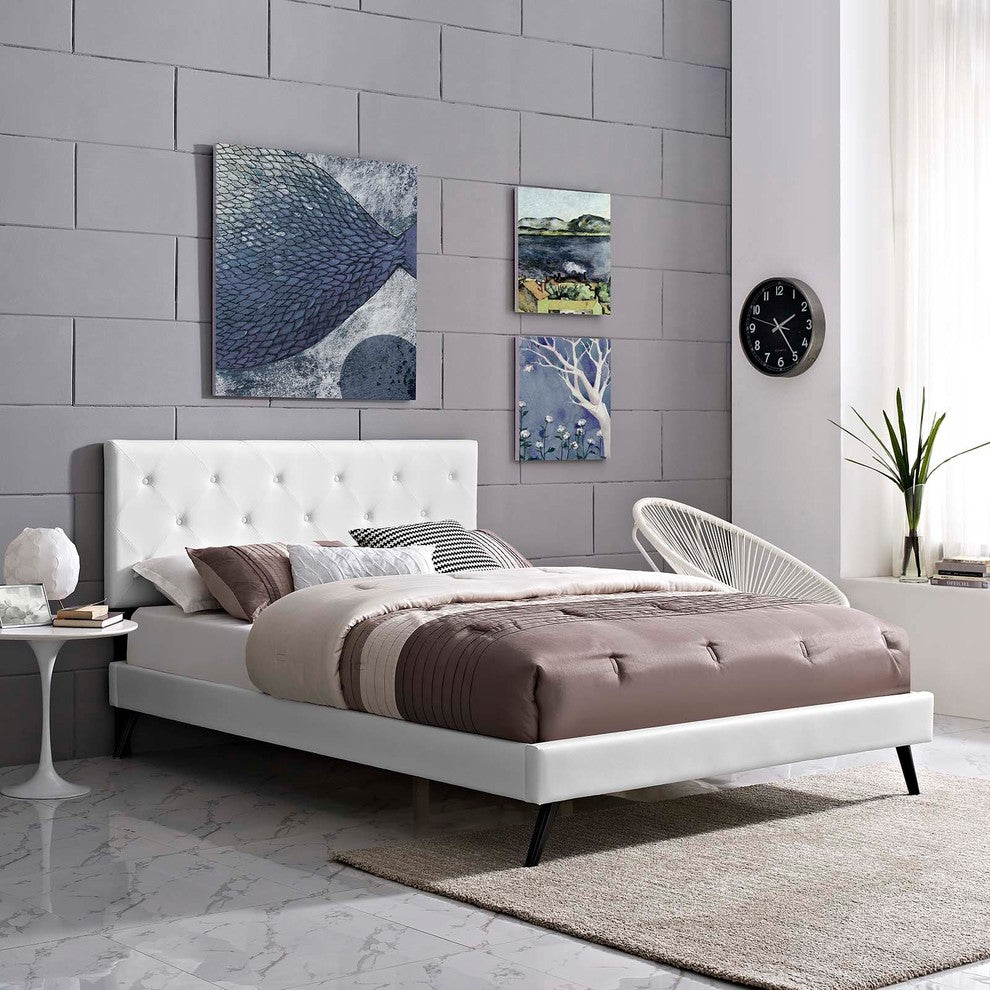 Tarah Queen Platform Bed with Round Splayed Legs